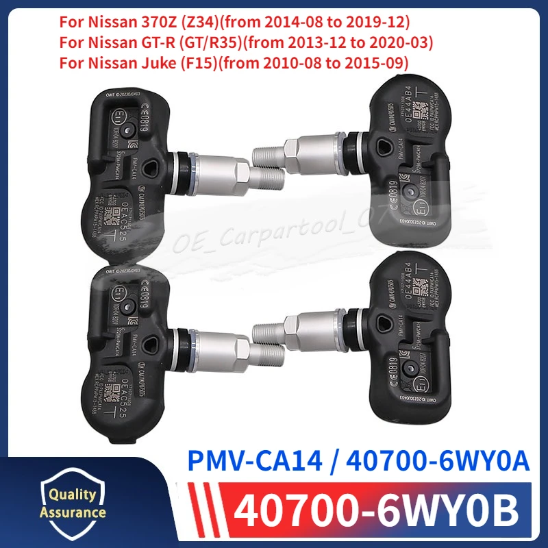 

PMV-CA14 TPMS 433MHZ For 2015-2020 Murano Z51 GT-R (GT/R35) 2016-2019 Infiniti QX70 QX80 Tire Pressure Sensor 4PCS 40700-6WY0B