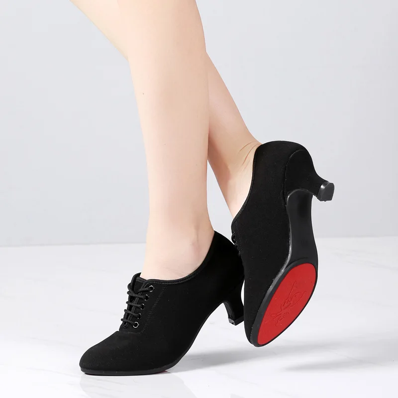 

Fashion Black Dance Shoes Women Latin Dance Shoes Soft Rubber Bottom Modern Party Ballroom Tango Teacher training Dancing Shoes