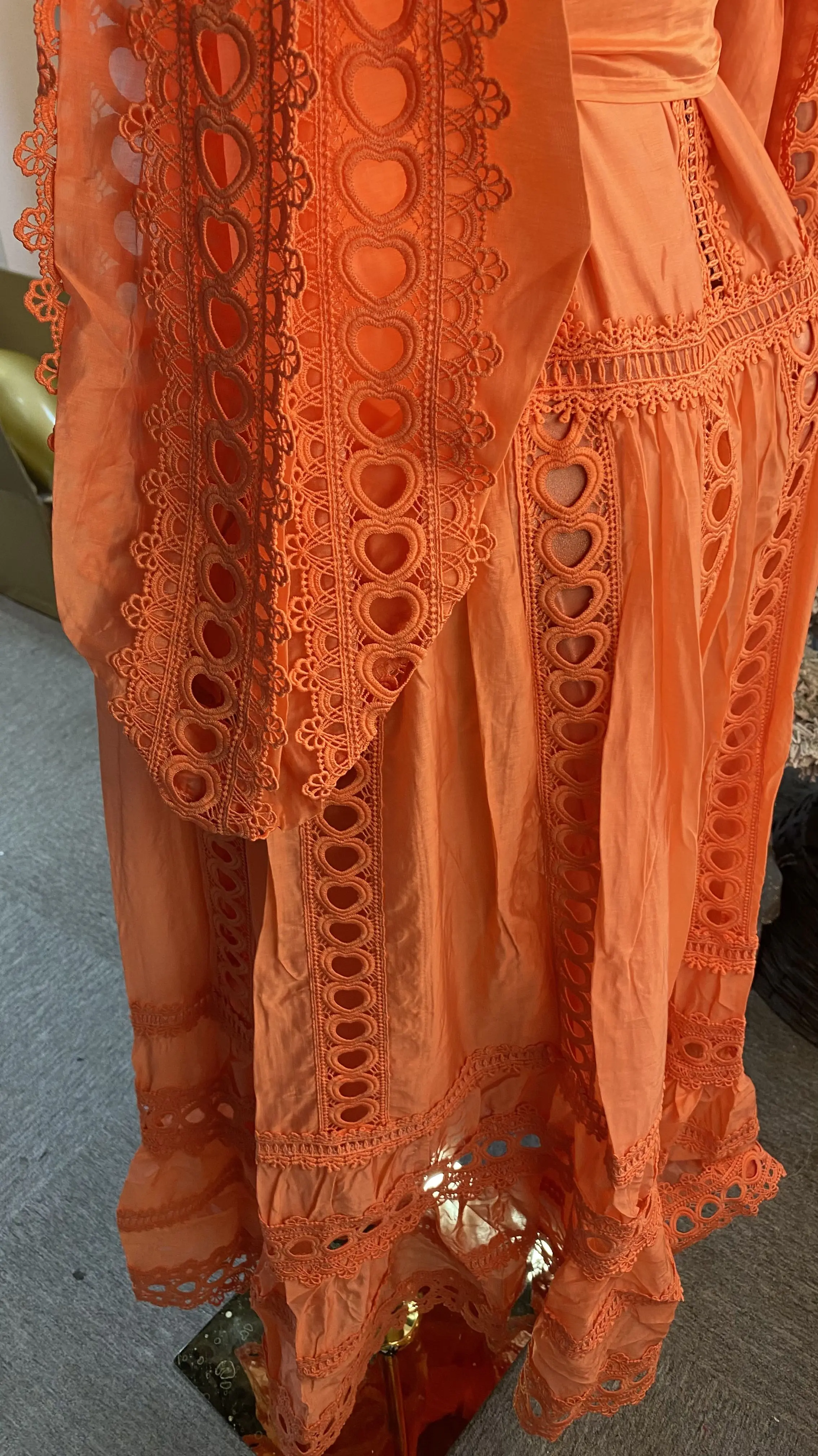 Abito all'uncinetto scavato in stile retrò, abito da donna con maniche a sbuffo a maniche lunghe e patchwork in pizzo con scollo a O-collo-GZXX131