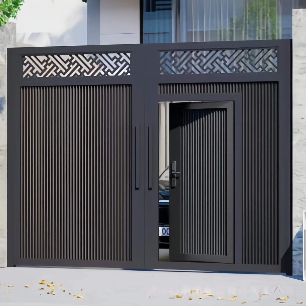 Customization Automatic Sliding Aluminum Modern Double Door Eco-Friendly & Durable Villa Courtyard Gate