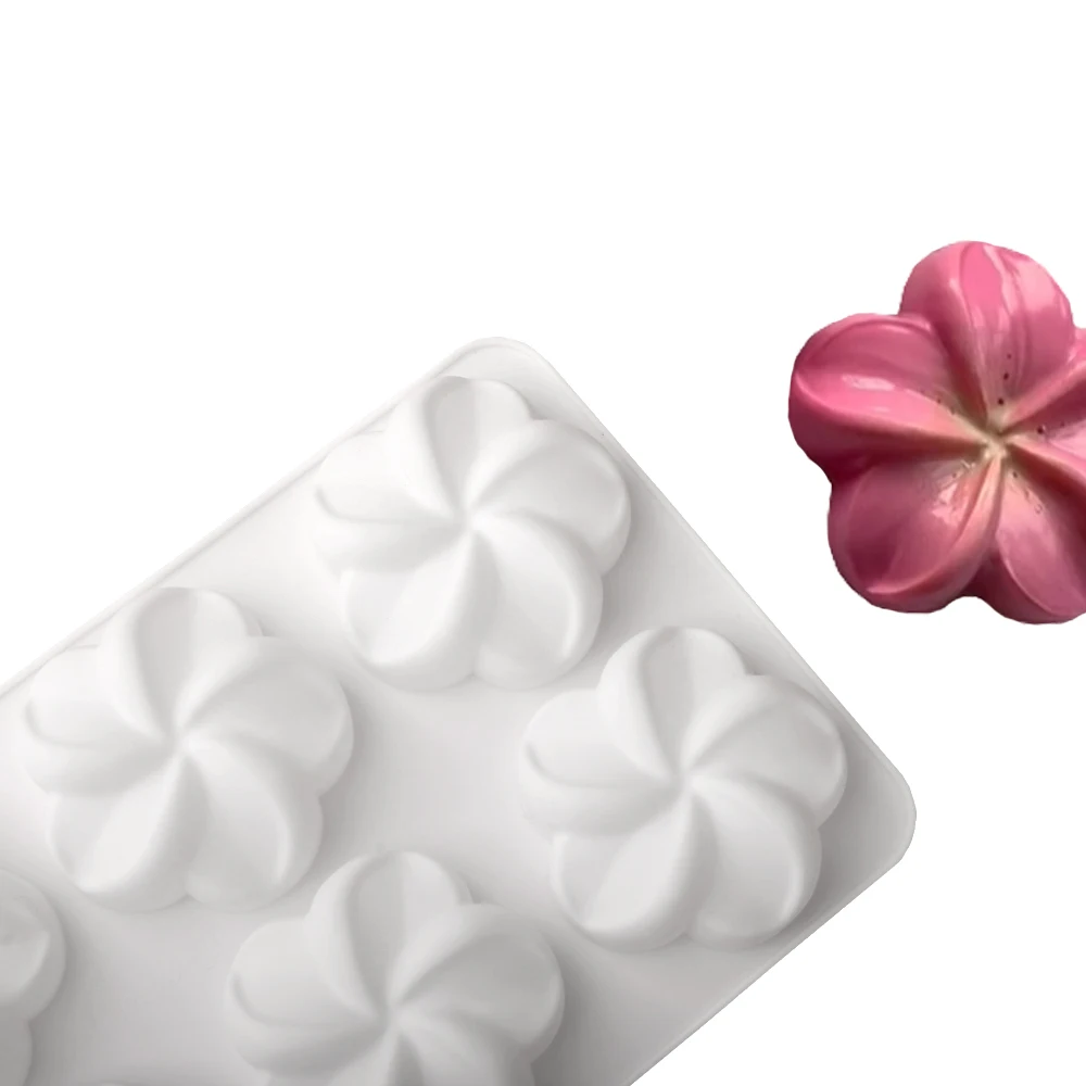 6-Cells Five Petal Flower Shaped Mousse Cake Baking Mold Silicone Cake Mould Chocolate Mold Biscuit Mold Kitchen Bakeware