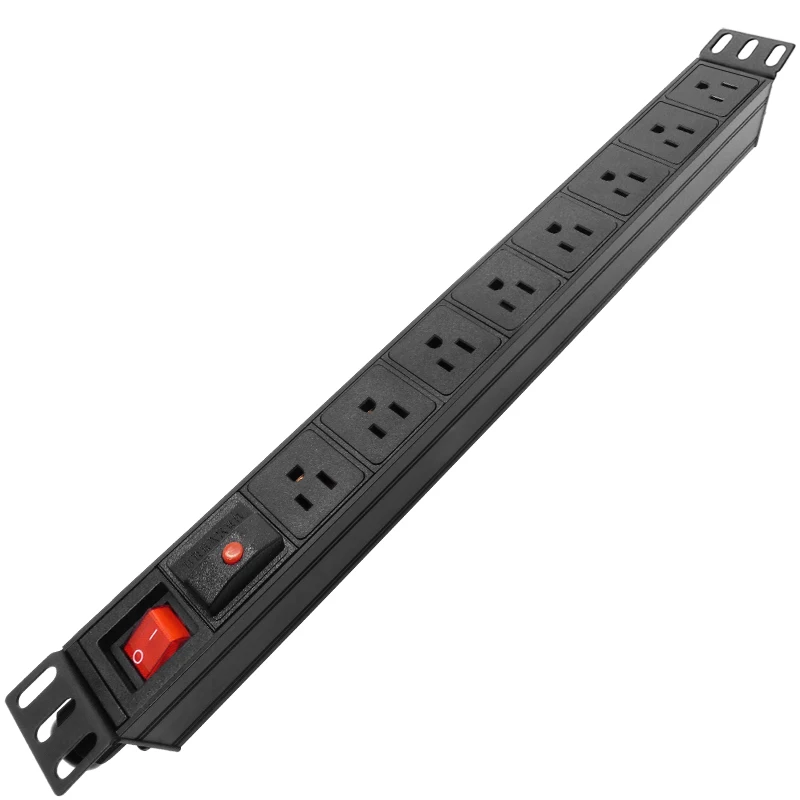 

PDU power strip, network cabinet rack, 9AC US socket with overload protection, US plug, 2-meter extension cable, aluminum alloy