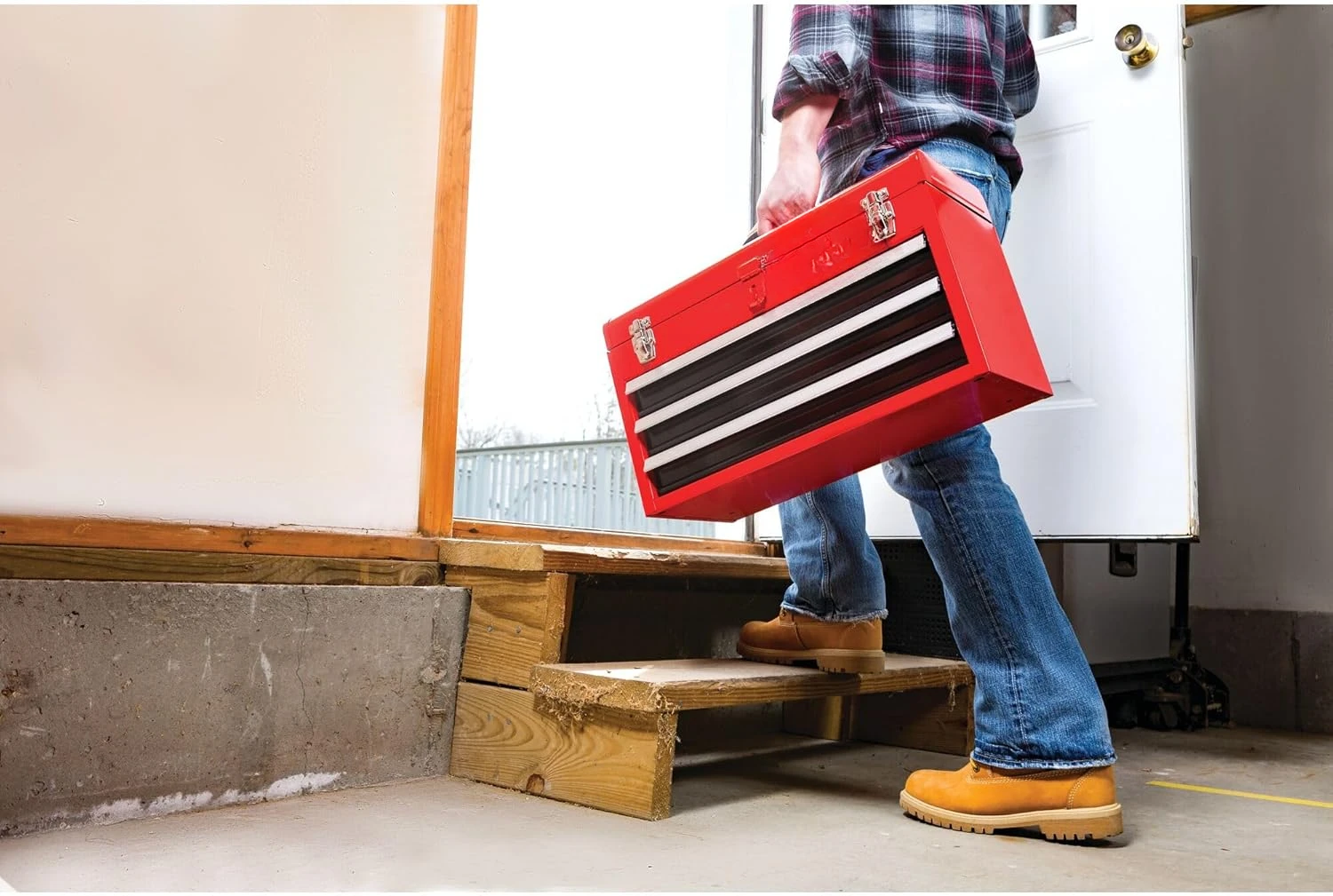 Alet Sandığı, 3 Çekmeceli, Taşınabilir, Anahtar Düzenleyicili, Paslanmaz Çelik, Kapasite Her Çekmecede 25 lb'ye Kadar Tutar (CMST53005RB)