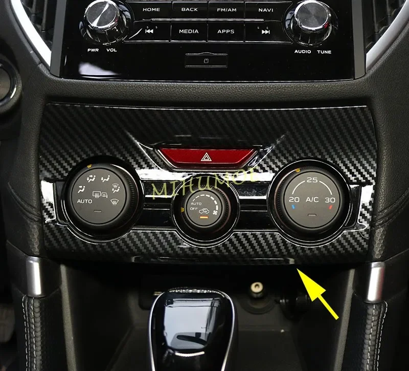 Carbon Fiber Interior Center Console for Subaru Forester (SK), Ar condicionado, Comutadores de tampa, 2019, 2020, 2021, 2022, 2023, 2024