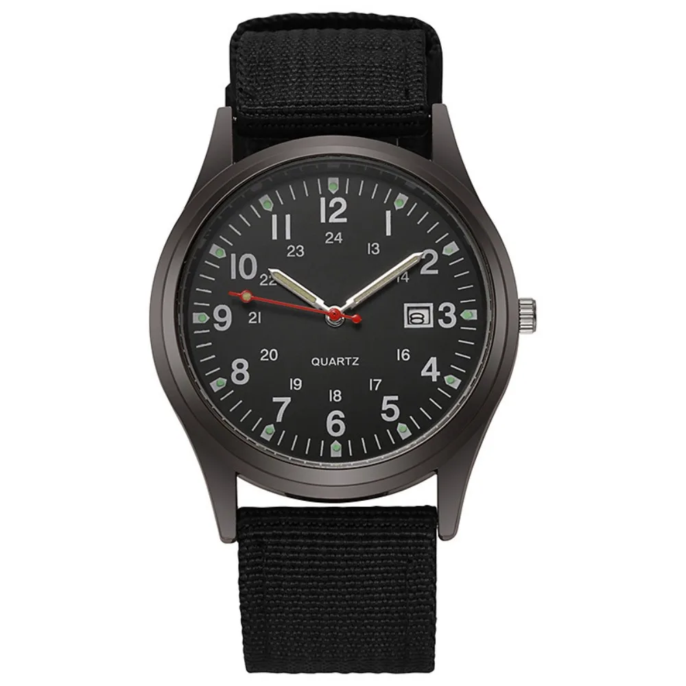 Canvas Band Canvas Men's Watch Calendar Quartz Movement Nylon Band Watch Date Display Simple Design Casual Fashion Watch