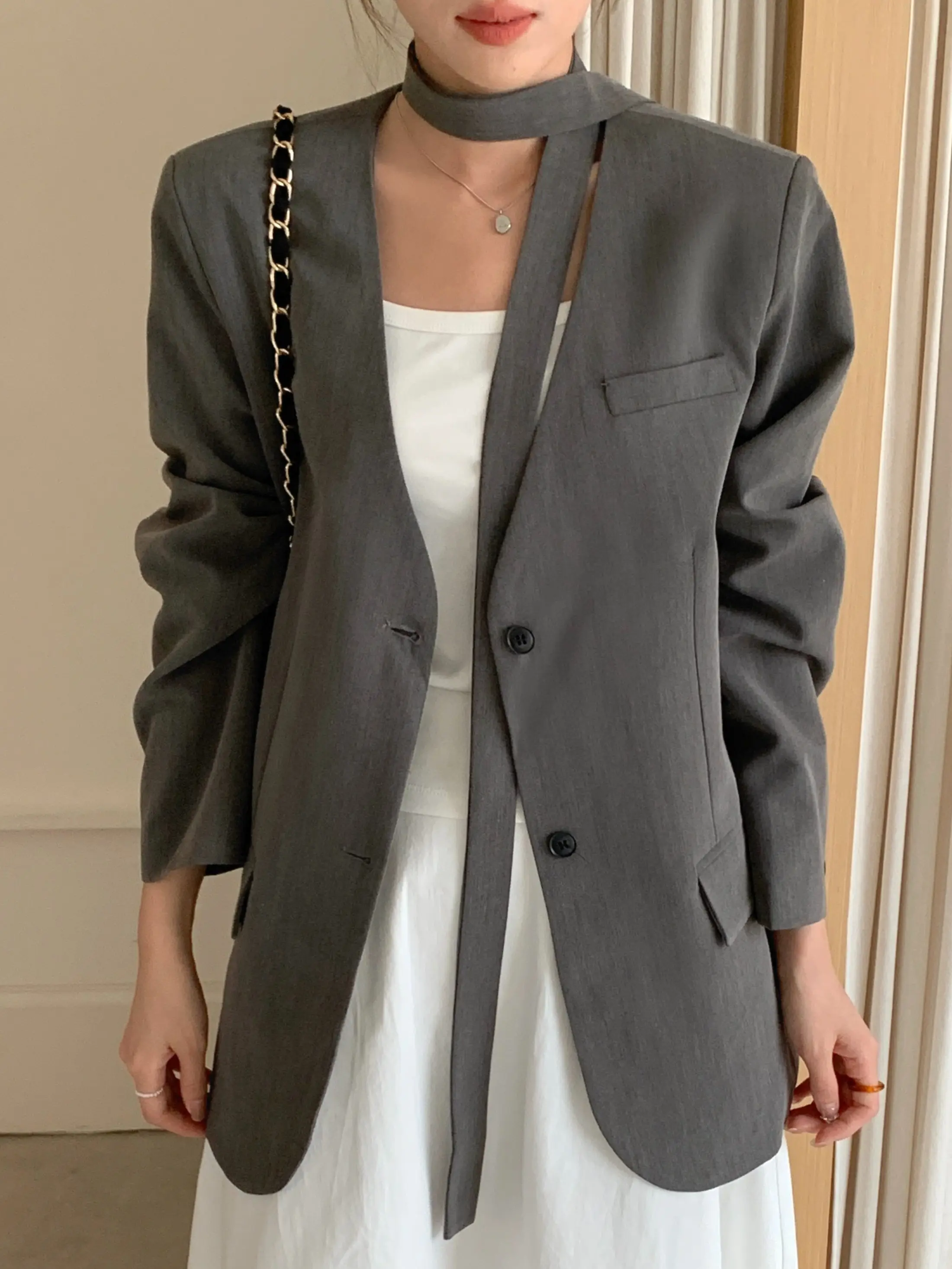 

Женское повседневное прямое пальто East Gate: высококачественное, легкое, в корейском стиле, свободного кроя, из чистого хлопка, с длинными рукавами