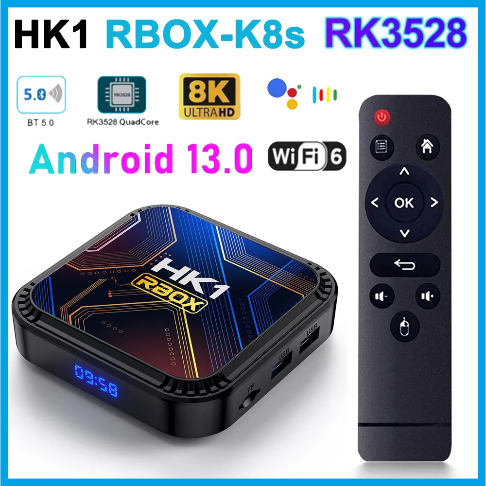 64GB K8S Smart TV Box Bluetooth 5.0 Android 13 RK3528 8K HDR10 8K@30fps WIFI6 Android 13 TV Box 2025 Media Player Set Top Box 