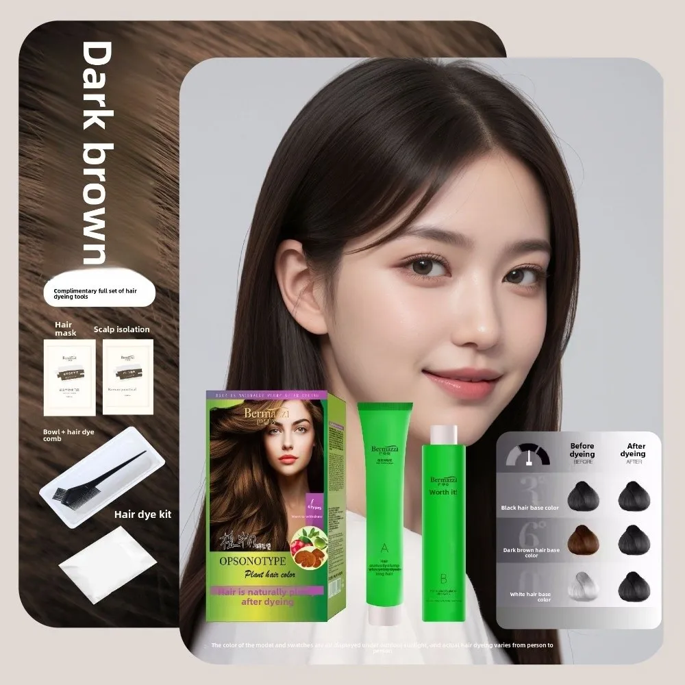 

Coloring in Minutes Plant Hair Color Non Damaging Long Lasting Hair Colour Cream Fast Chestnut Coffee Covering White Hair Dye