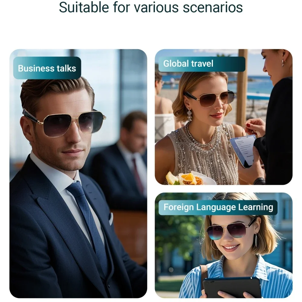 Gafas inteligentes con altavoz, llamada Bluetooth, Audio inalámbrico, táctiles, llamadas manos libres, auriculares de música estéreo, gafas de sol inteligentes