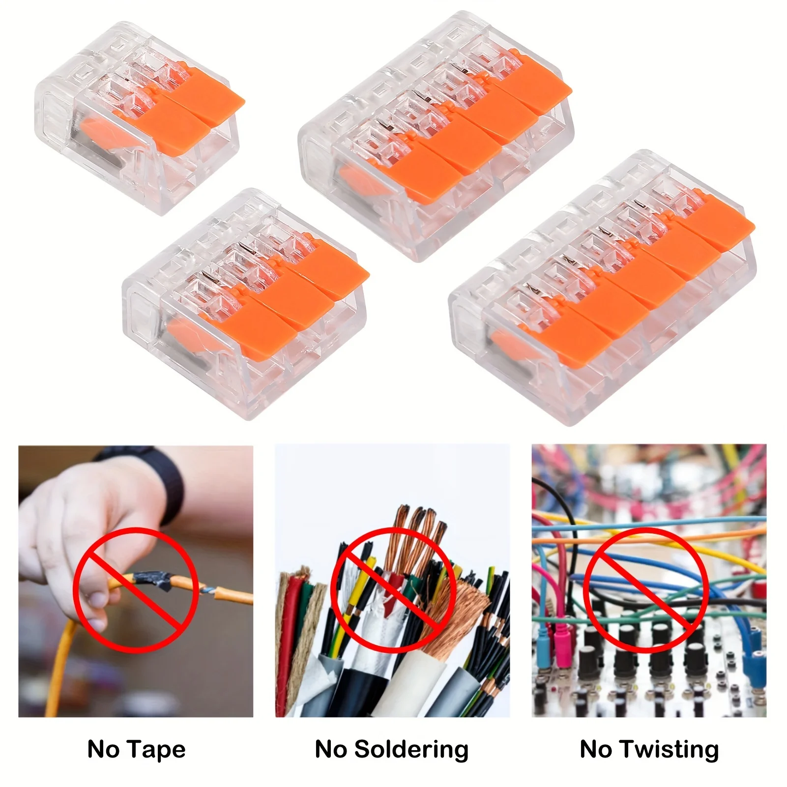 Universelle orange Schnellsteckklemmen mit 2/3/4/5 Ports, Steckverbinder für elektrische Geräte, Kabelverbinder-Klemmen 250V/32A Schnellsteckverbinder Industrielle Elektro-Zubehör Werkzeuglose Klemmen Elektrische Verbi – Detail 5