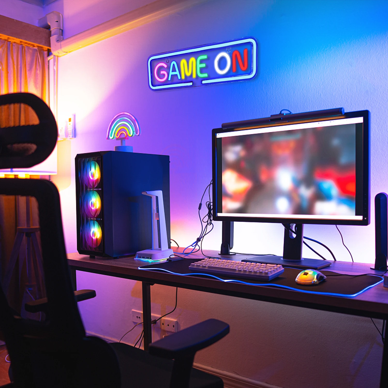 Imagem -06 - Game on Neon Led Sign para Wall Decor Gamer Sign Luz de Néon Colorida Usb Powered Switch Sala de Jogos Pub Party