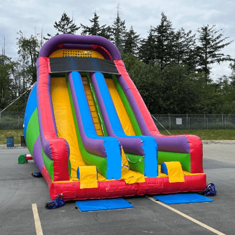 

Коммерческая гигантская надувная сухая горка с двумя дорожками, большая горка-батут для детей и взрослых, для аренды на мероприятиях и вечеринках, ПВХ-тент 0,55 мм