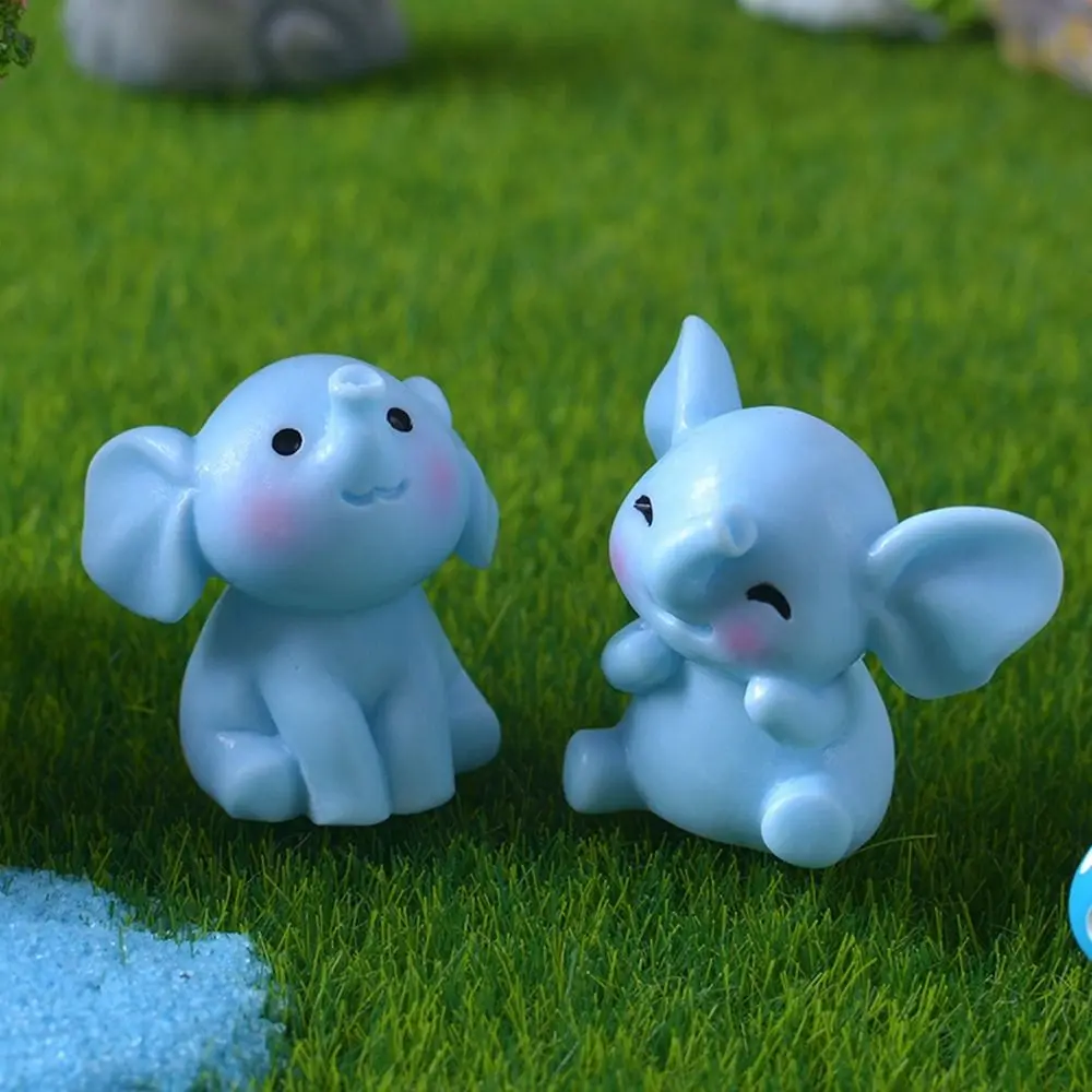 Funny Cute Elephant Ornaments Cartoon DIY Resin Animal Model 3D Elephant Micro Landscape Ornaments