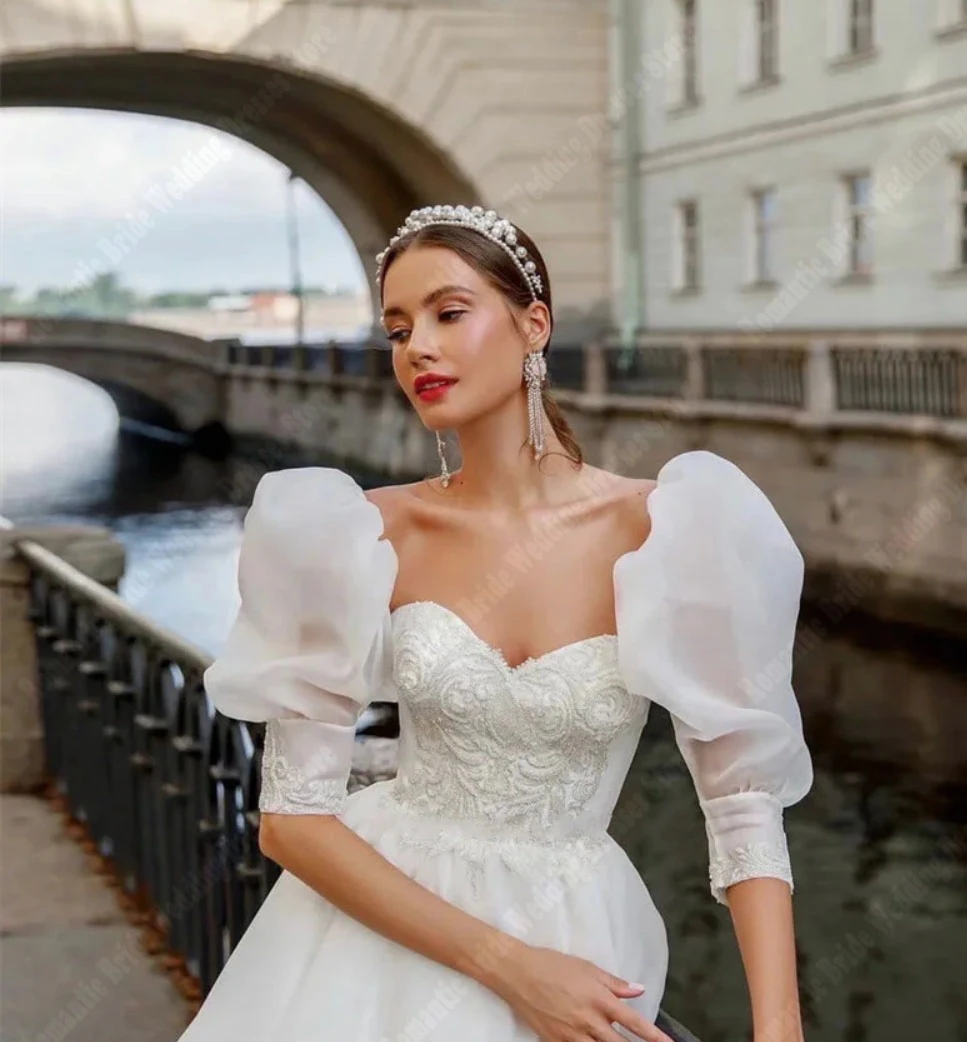 Vestidos De Novia elegantes con cuello De corazón para mujer, vestidos De graduación De línea a De tul suave, vestidos De princesa De renombre, Vestido De Novia con dobladillo esponjoso