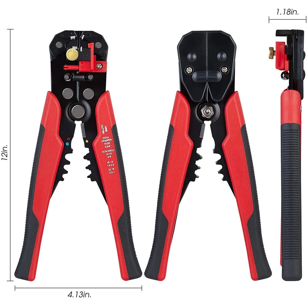 Self-Adjusting Wire Stripper Cutter, Wire Crimping Tool Wire Pliers for Wire Stripping, Cutting, Crimping 10-24 AWG (0.2-6.0mm²)