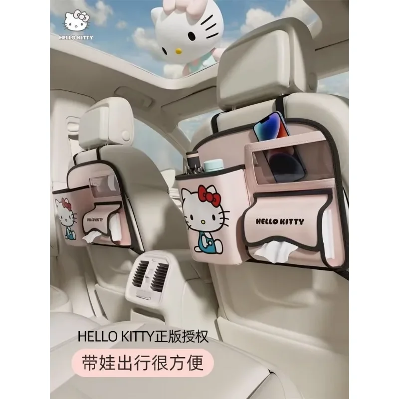 Olá Kitty Saco De Armazenamento De Assento De Carro, Desenhos Animados Bonitos, Multifuncional, Lata de Lixo Dobrável, Kawaii, Sanrio, Anime Decoração Interior