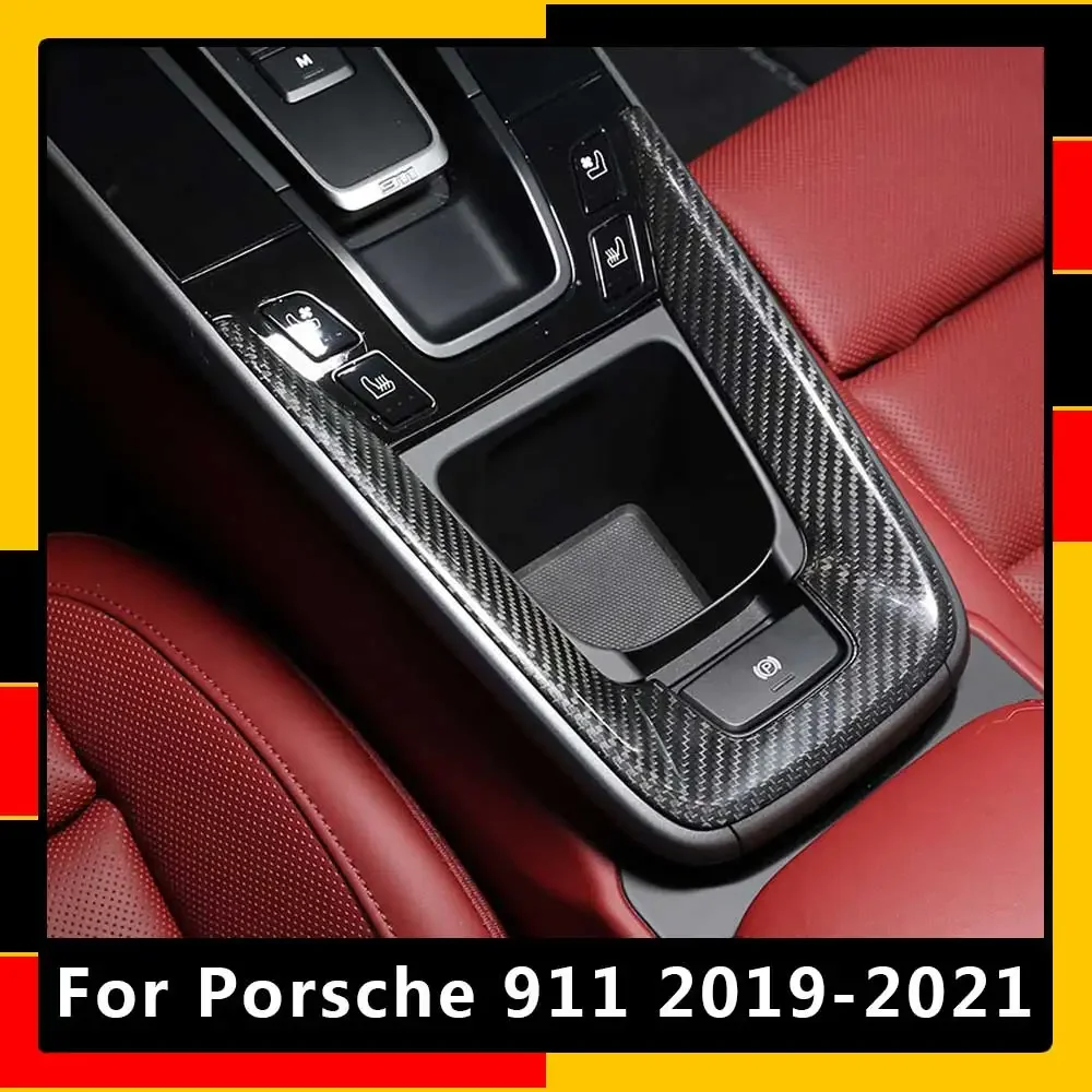 

For Porsche 911 2019-2021 Real Carbon Fiber Auto Gear Box Gear Shift Panel Central Gearshift Cover Car Interior Accessories