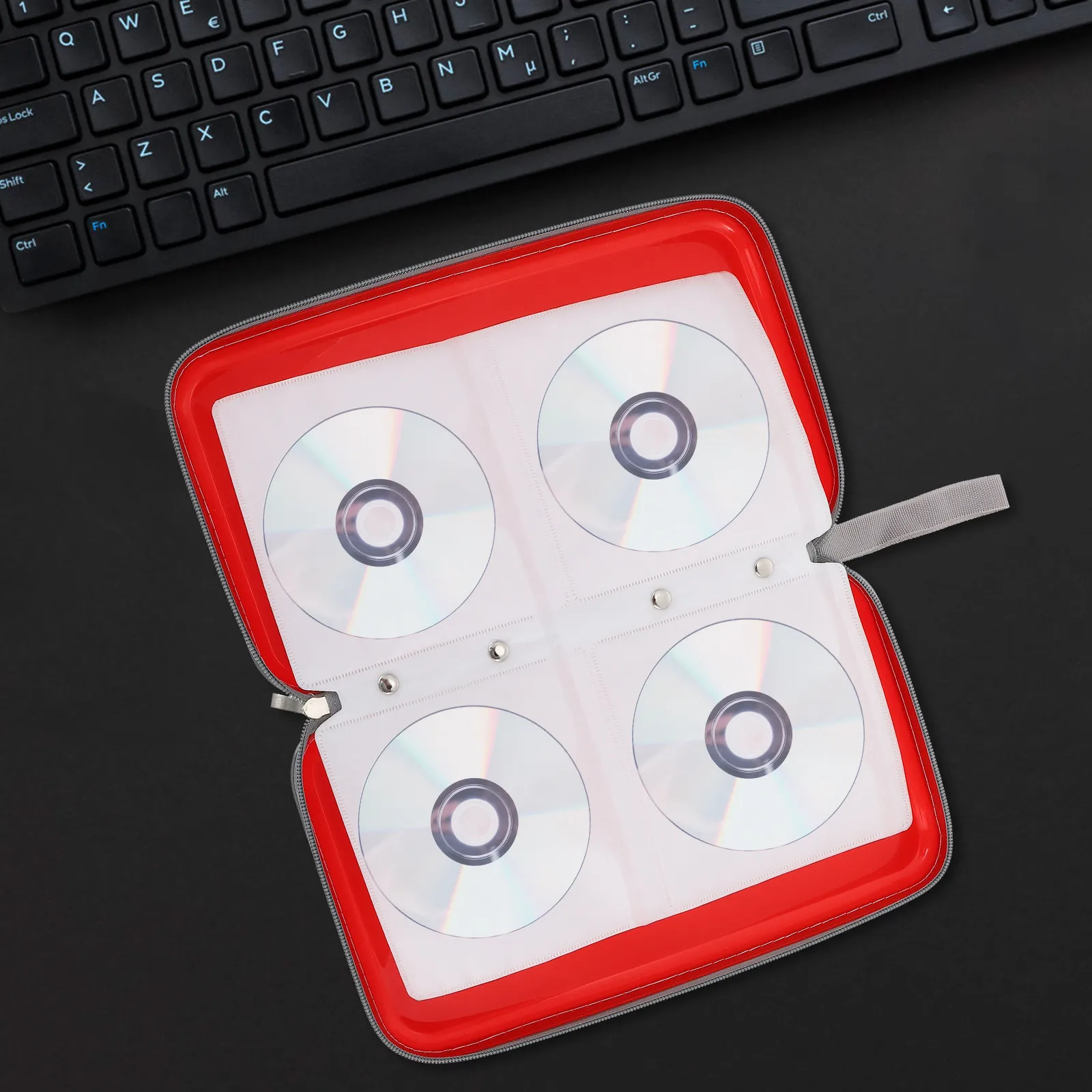 80-Slot Disc Storage Bag Heavy Duty Cd Holder Pouch Soft Lining Zippered Design for Dvd Cd Protection Car Use Home Organization