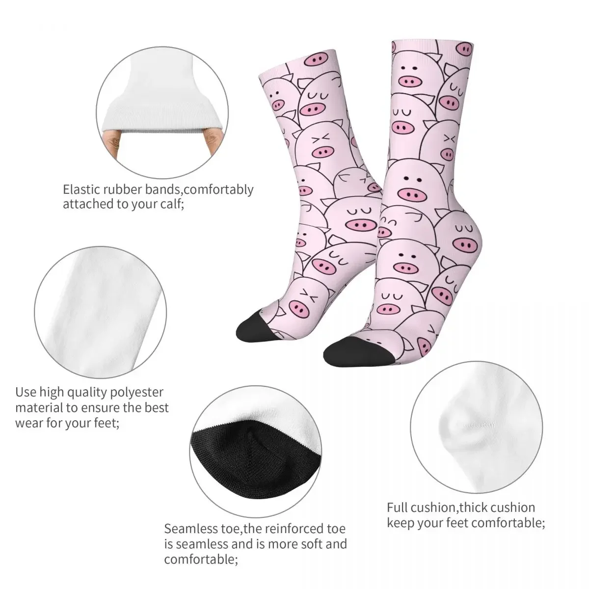 Calzini da uomo di moda Crazy Pink Cartoon Cute Pig Animal Sock Sport donna calzino primavera estate autunno inverno