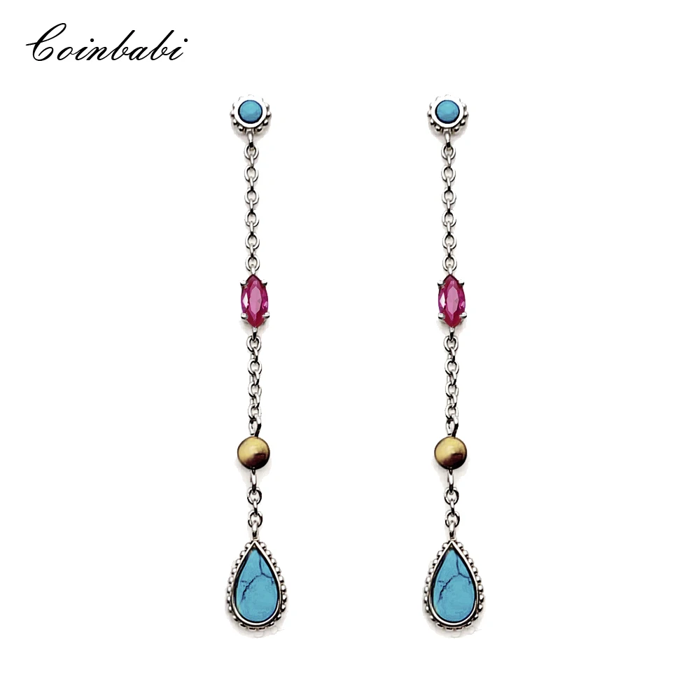 Earrings Riviera Color Stones 925 Sterling Silver Eardrop Brand New Fine Jewelry Bohemia Europe Bijoux Gift For Women Girls