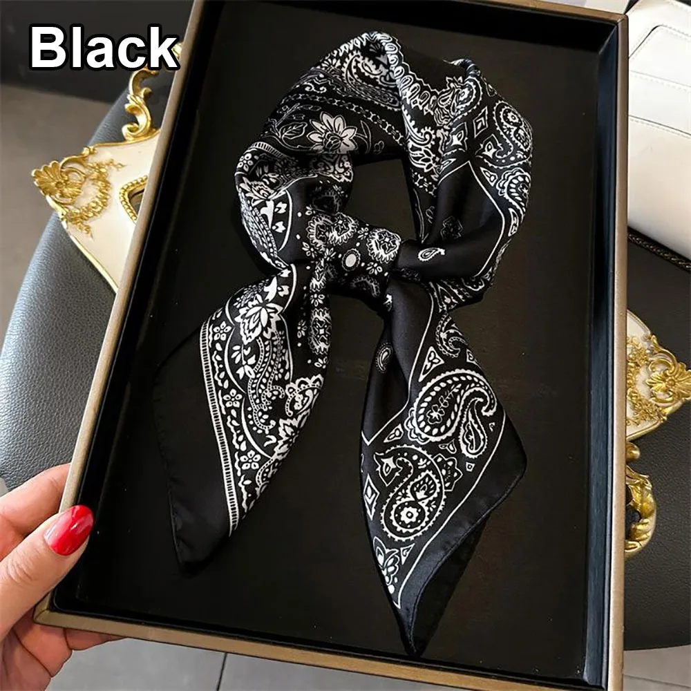 1Pcs Durable Paisley Print Square Scarf Breathable Luxury Imitation Silk Scarf Windproof 70x70cm Neckerchief Fashion Accessory