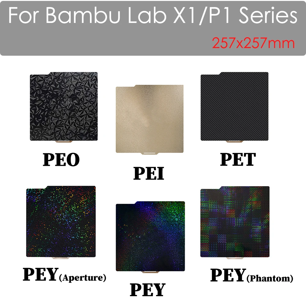 

Пластина для сборки Bambu Lab P1S A1 X1C Pei, текстура 257x257 мм, H1H PEY Peo, листовая сталь для Bambulab P1P Bambulabs X1 Carbon