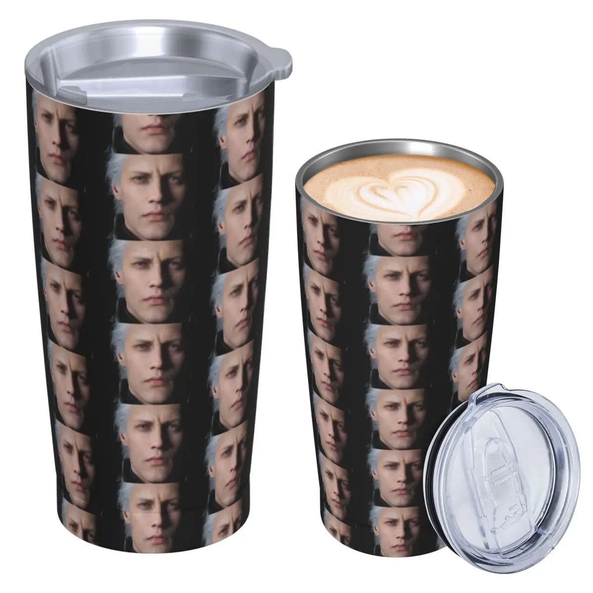 Devil May Cry 5 - Vergil Poster Stainless Steel Tumbler Vacuum Insulated Mug Thermal Cold Cups Straws With Lid 20oz