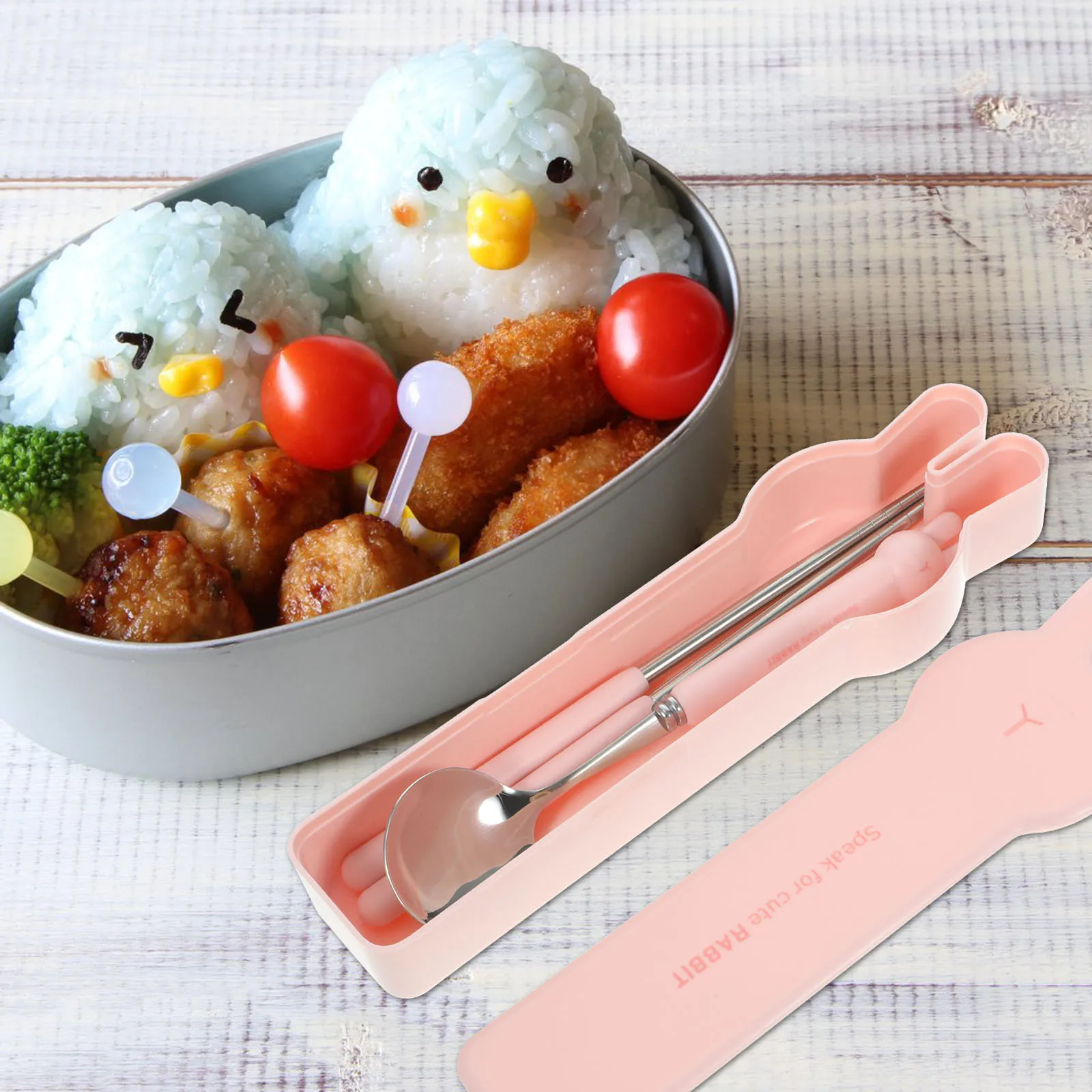 

Portable Cutlery Set 2 Pieces Pink Stainless Steel Spoon Chopsticks Reusable Travel Silverware Lunch Box Utensils Safe