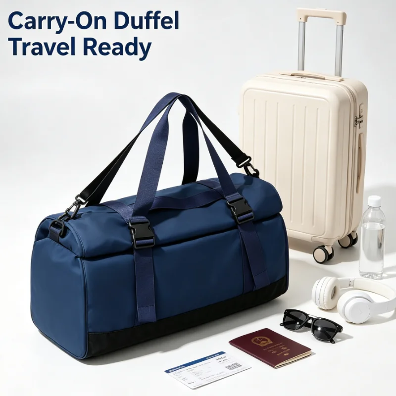 Waterproof Roll Top Duffel Bag Large Capacity Gym Sports Handbag For Fitness Swimming Business Trip Weekend Getaway Storage view 4