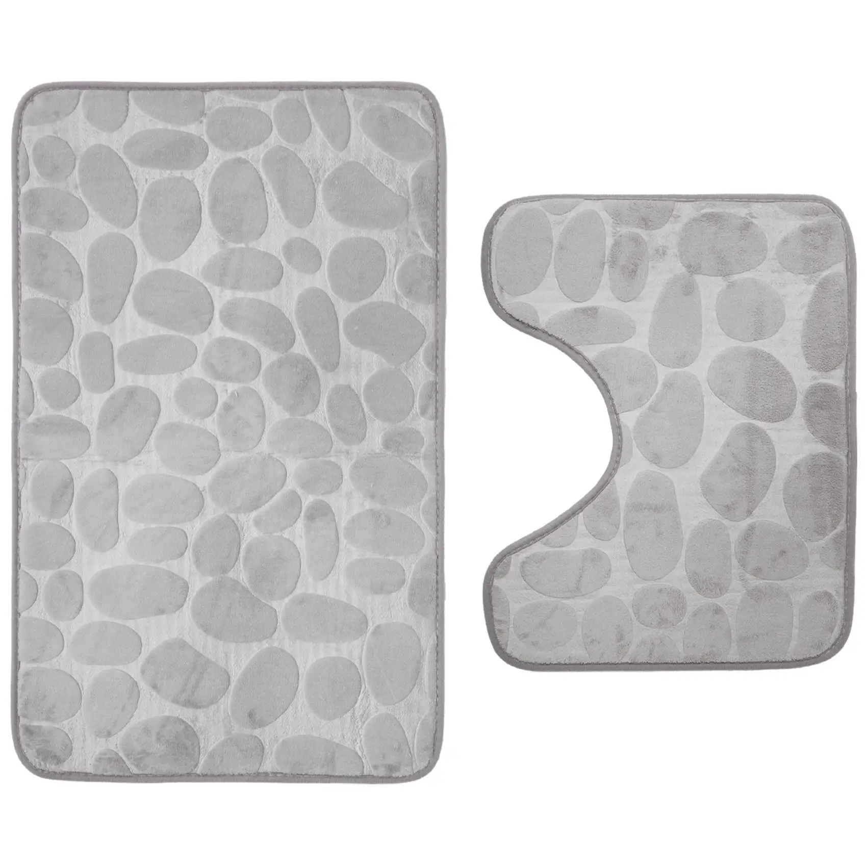 AS62 2 قطعة حصيرة حمام، حصيرة حمام ومجموعة سجادة تواليت كونتور على شكل حرف U، ماصة للرغوة الذاكرة قابلة للغسل في الغسالة 1