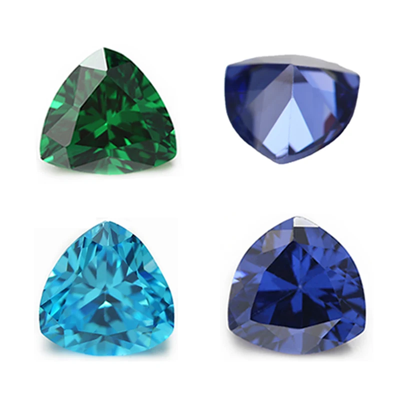 

Trillion Cut Loose Cubic Zirconia Stone 5A CZ Zircon Green Sea Blue Tanzanite Color Size 3x3mm~10x10mm