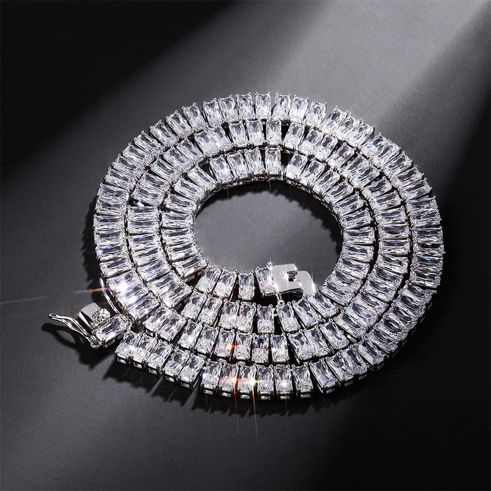 Icedminer 8mm Double Color Zircon Iced Out Tennis Link Chain Necklaces For Men Women Brass Hip Hop Jewelry Free Shipping