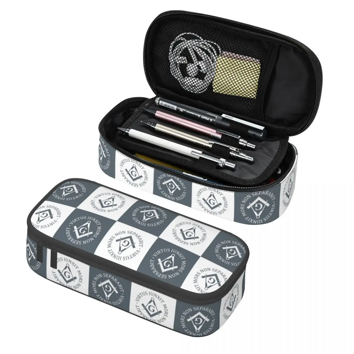 

Custom Freemasonry Sign Korean Pencil Cases Boy Girl Large Capacity Masonic Pencil Pouch Students Stationery