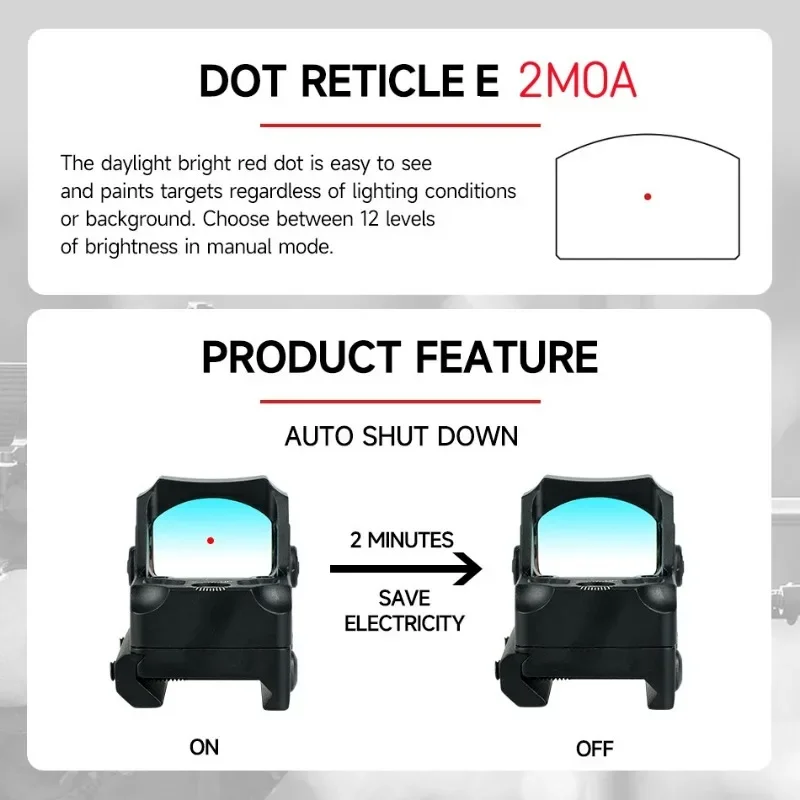 Imagem -04 - Tactical Red Dot Reflex Sight com Sensor de Movimento Baixo Consumo de Energia Visão Óptica Auto Shutdown Pistola G17 Ar15