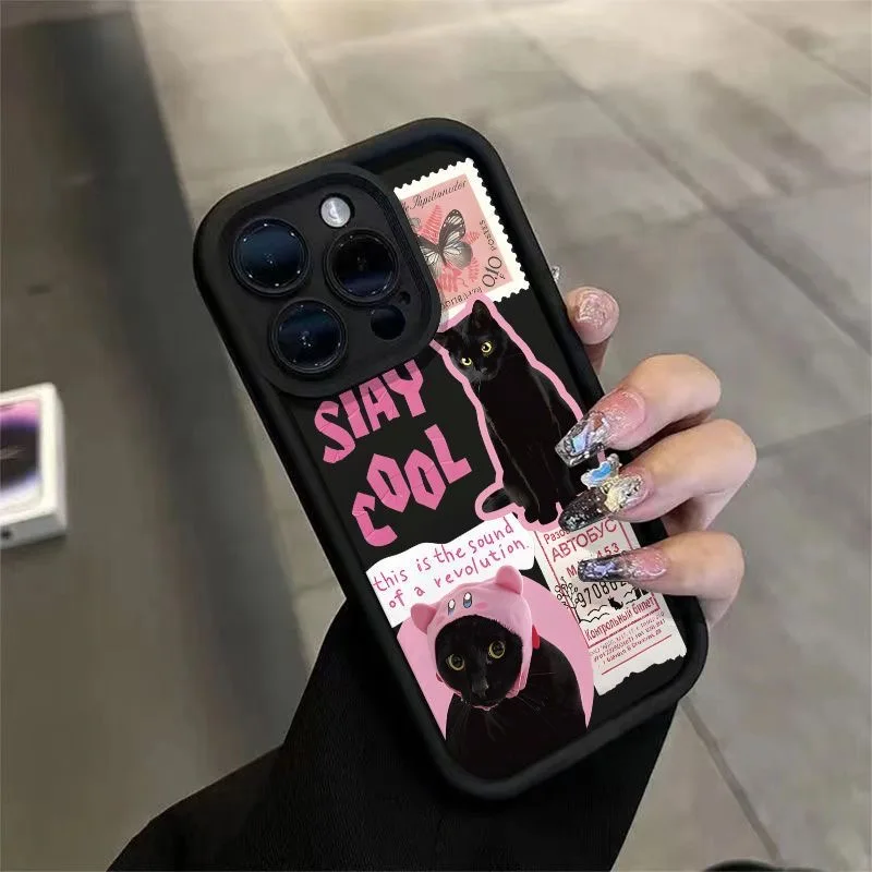 Stamp Kitten INS For Samsung Galaxy Case S25 S24 S23 S22 S21 Ultra Plus Fe A55 A54 A53 A52 A35 A25 A15 A14 5G Phone Y2k Cover