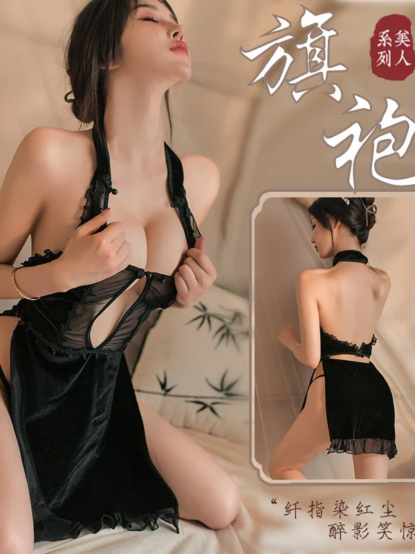 Lingerie Uniform Romantic Seductive Large Size Mature Charm Elegant Gentle Hollow Out Solid Lace Sexy Passionate Hot Dress 89OQ