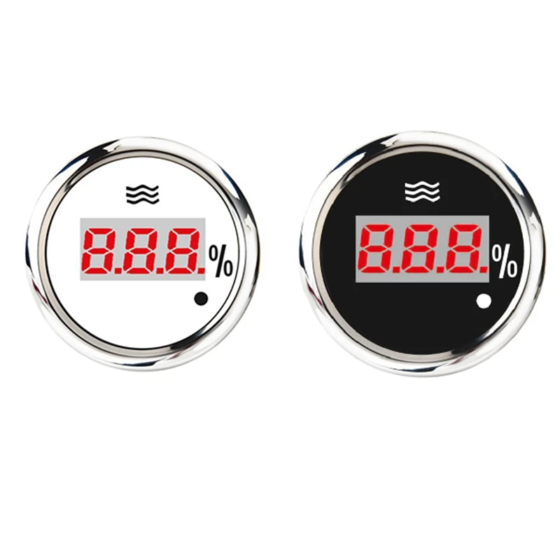 52Mm Digital Water Level Gauge 0-190 Ohm 240-33 Ohm Universal Water Tank Level Meter Red Backlight With Alarm