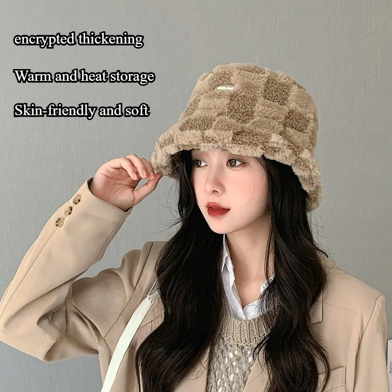 Winter Versatile Fisherman Hat, Women's Lamb Fleece Fashionable Small Basin Hat, Solid Color Casual Warm and Plush Hat