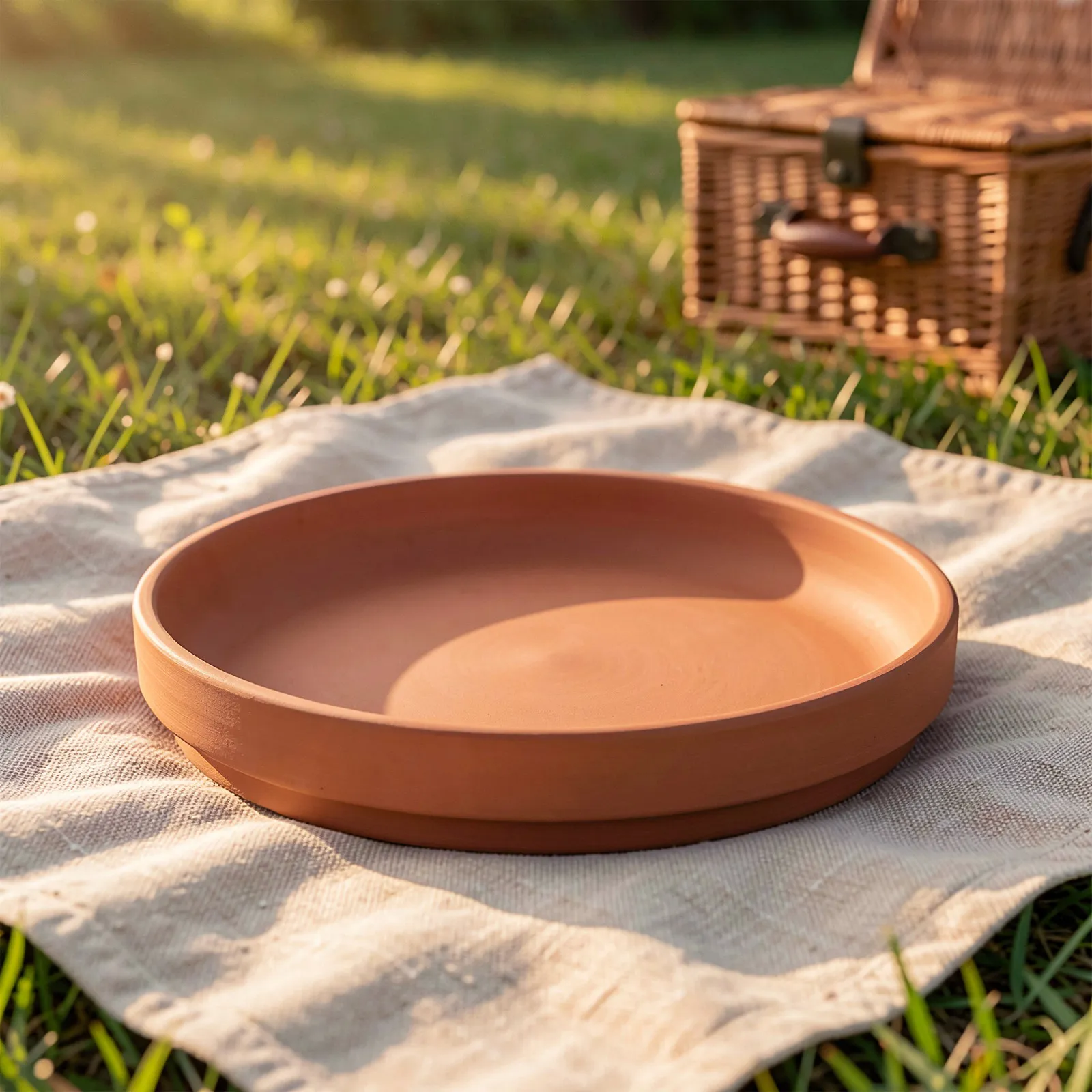 Terracotta Bread Basket Warmer 8 Inch Bread Warming Stone Tray Heat Retaining Stone for Indoor Outdoor Use Earthenware Pot Base