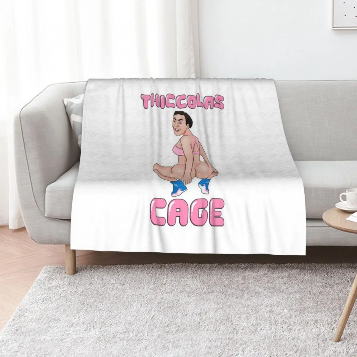 

Thiccolas Cage - Dummy Thicc Nicolas Cage Meme Throw Blanket christmas gifts Soft Beds Hairys Flannel Blankets