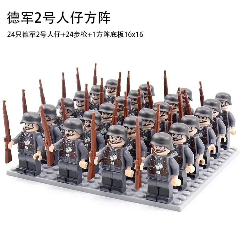 24-teilige Militärserie aus dem Zweiten Weltkrieg, Bausteine, Phalanzen, Krieger, Minifiguren, humanoide Puppen, Spielzeug und Geburtstagsgeschenke. – Detail 14