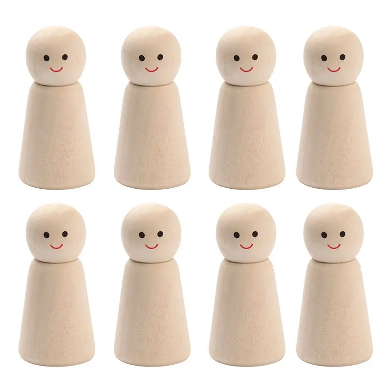 

8Pcs/Set Wooden Chess Pieces for Children's Educational Board Game, Doll Log Color