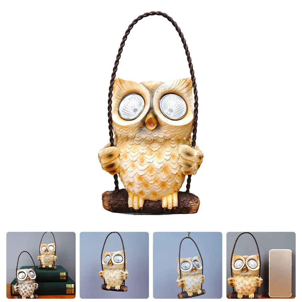 

Solar Powered Owl Hanging Light Resin Garden Decor for Yard Fence Pathway Ambient Lighting Unique Swing Design