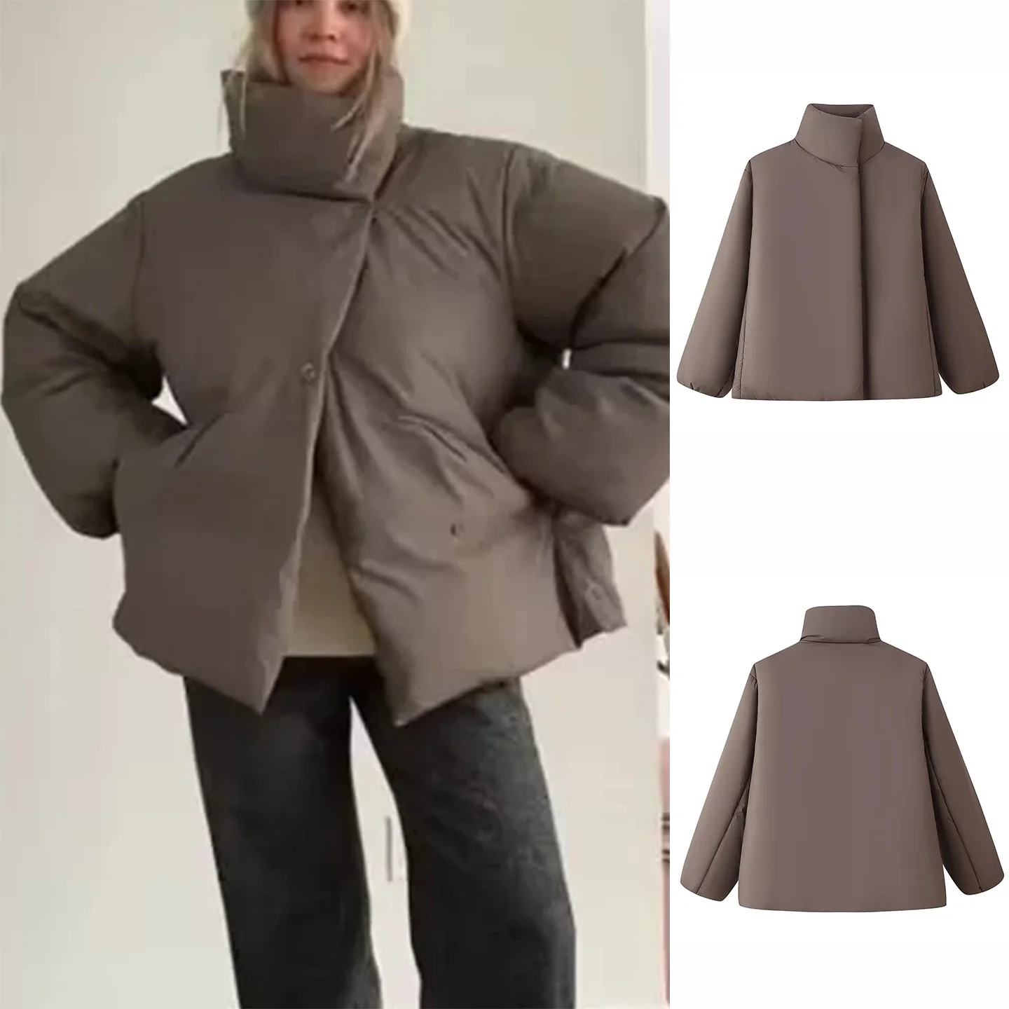 

Новое зимнее поступление, женская длинная теплая повседневная свободная хлопковая куртка с воротником на пуговицах в стиле ретро, верхняя одежда