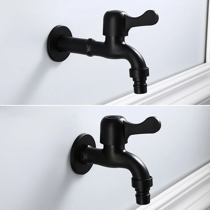 

Wall Mounted Bibcock Antique Black Retro Small Tap Decorative Outdoor Garden Single Cold Water Faucet Washing Machine Mop Taps