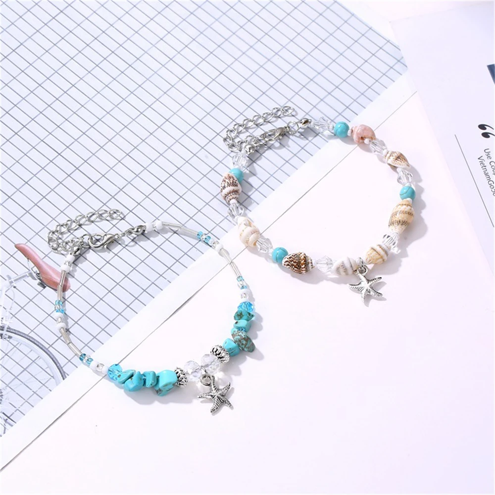 Fashion Five-Pointed Star Pendent Anklets Bohemian Handmade Foot Chain Women Sunmber Beach Leg Bracelet Sandals Gift Jewelry