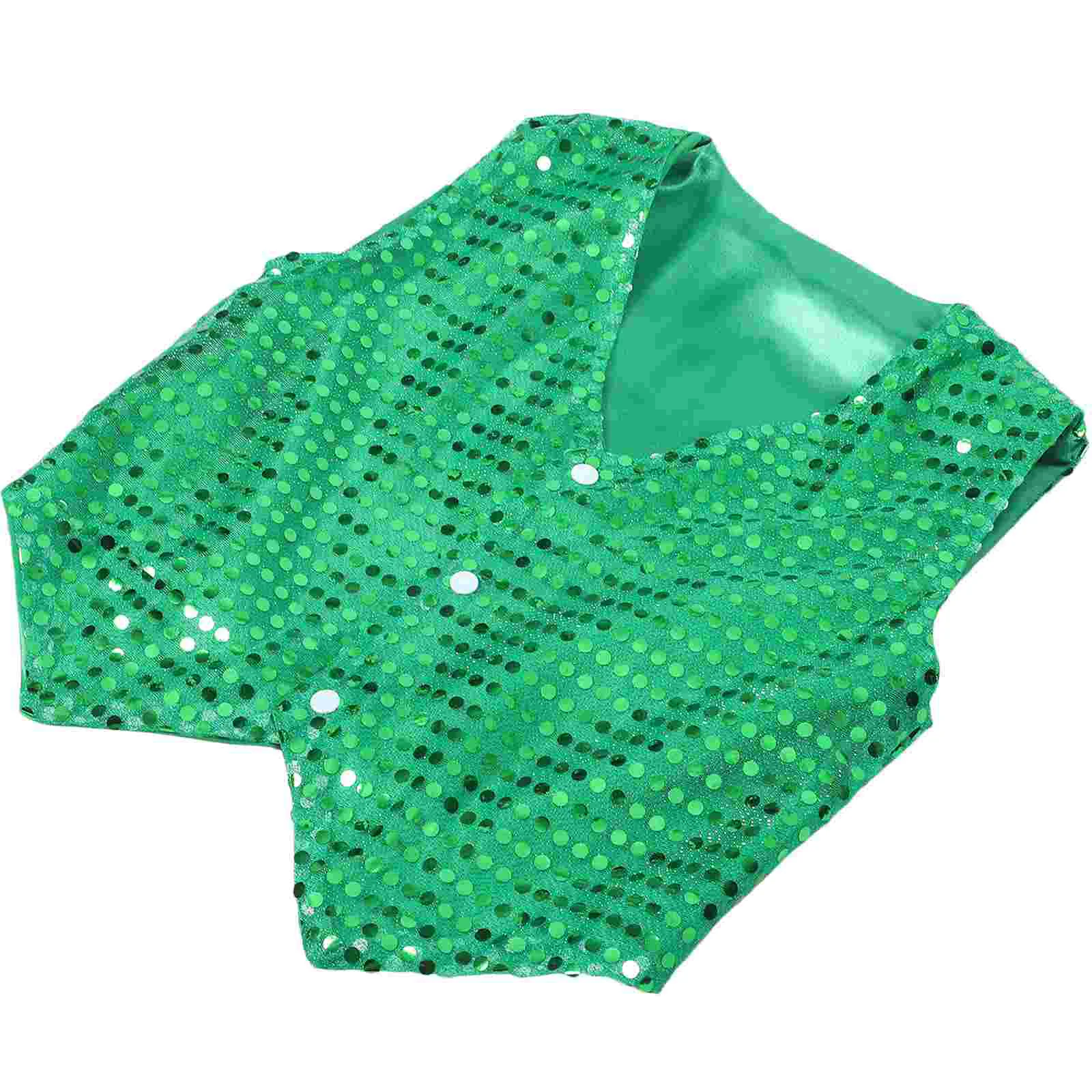 Sequin Vest for Children Performance Waistcoat Jazz Dance Green Hip Hop Girl Sequins Toddler Boy