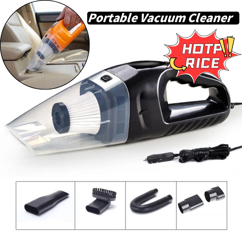 Handheld Car Vacuum Cleaner DC 12V Plug In Car Cigarette Lighter Powerful Suction Mini Auto Dust Collector for Wet Dry Dual-use
