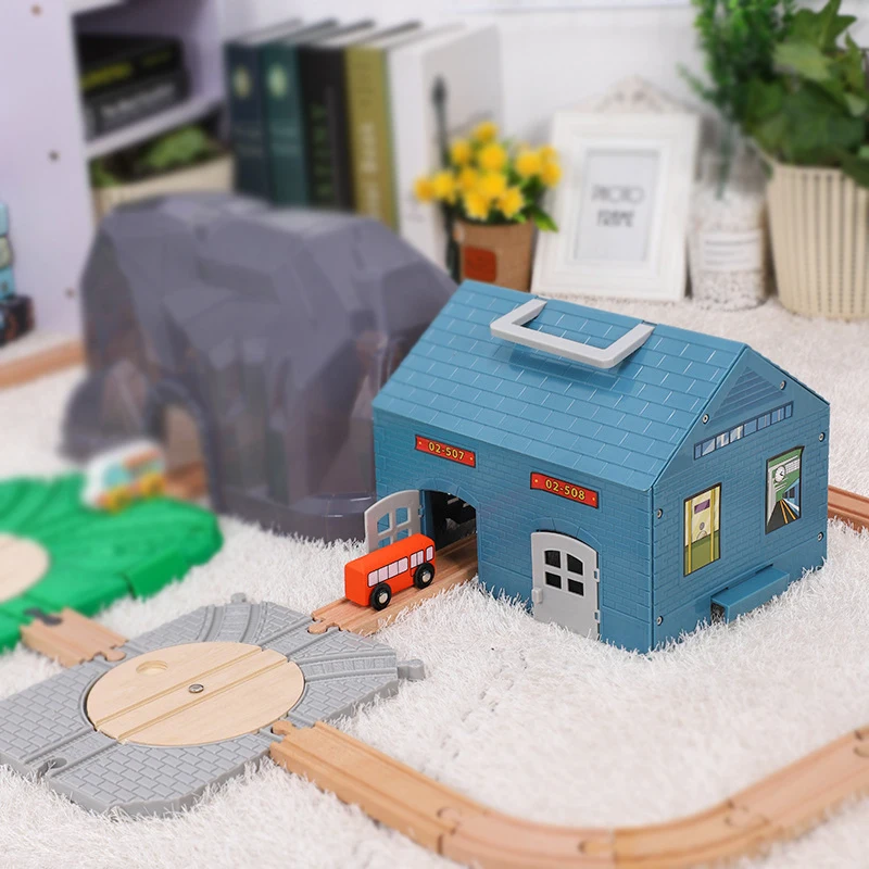 

Children Train Track Scene Accessories Small Train Track Toy Train Track Multi-purpose Storage Box House Compatible Wooden X40