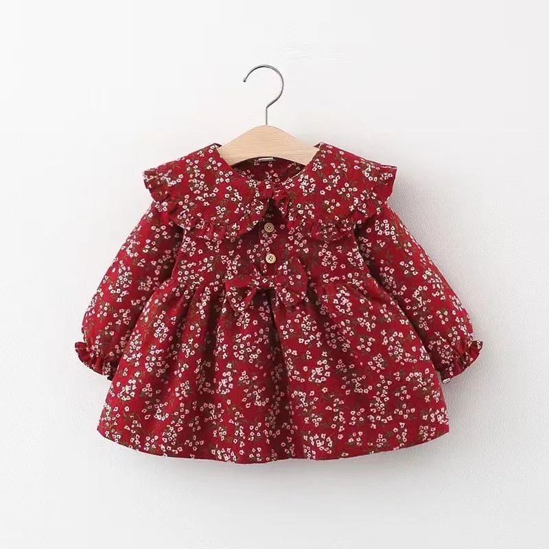 Newborn Baby Girls Dress Toddler Clothes Long Sleeve Floral Bow Dresses for Baby Girls Clothing 1st Birthday Princess Dresses